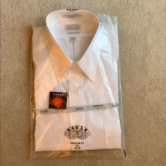 Men’s Non-Iron Regular Fit Eagle white dress shirt size 16 1/2 34/35 - Picture 1 of 4
